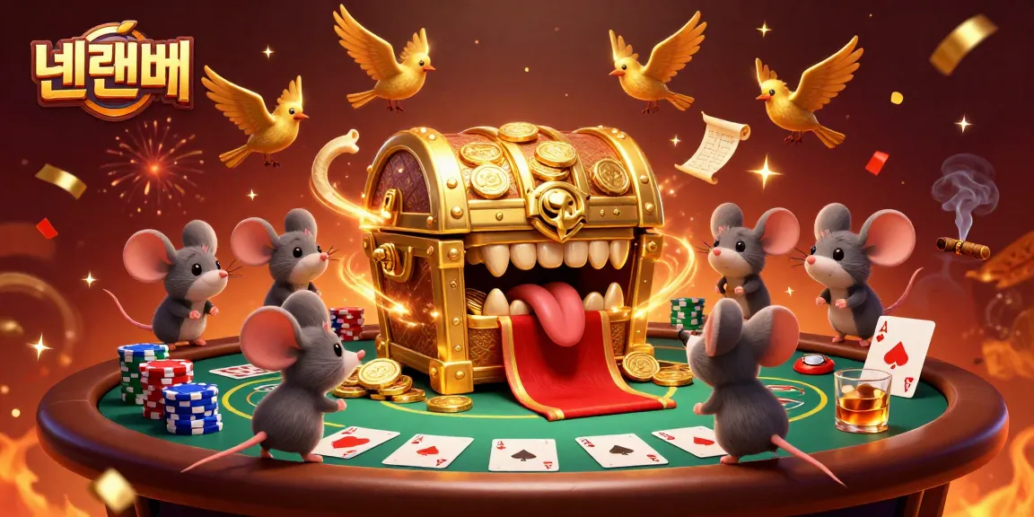 Engage with 텐텐벳 as adventurer mice seek treasure in a vibrant casino scene, featuring poker elements and rich visuals.