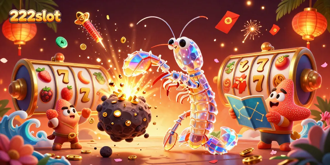 Menangkan hadiah dengan 222slot, ilustrasi perjudian yang menampilkan karakter unik dan elemen slot yang memikat.