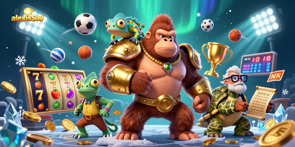Engage with alexis500 through high-energy gaming scenes featuring gorilla king and chameleon.