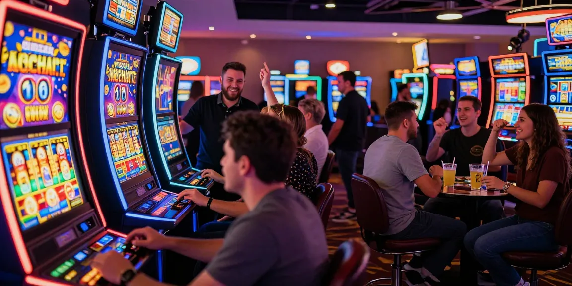 Pengalaman bermain basket168 slot login di kasino dengan suasana meriah dan mesin slot penuh warna.