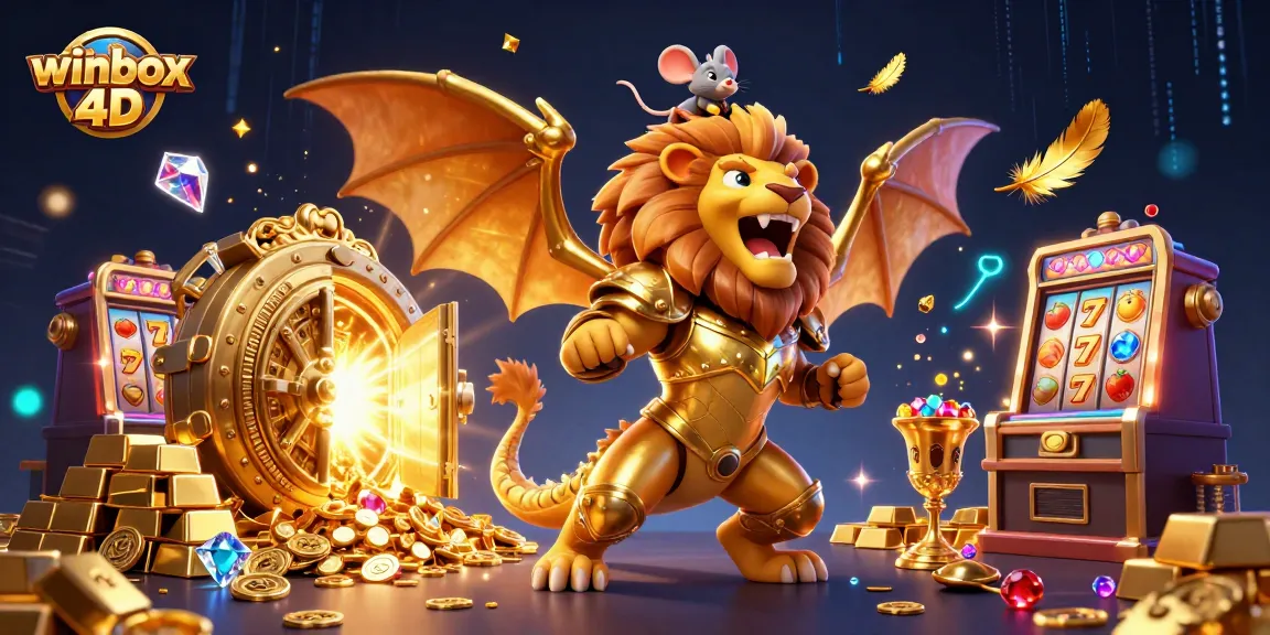 Winbox 4D showcases thrilling action with chimera and mouse jockey as slot machines burst with treasures.