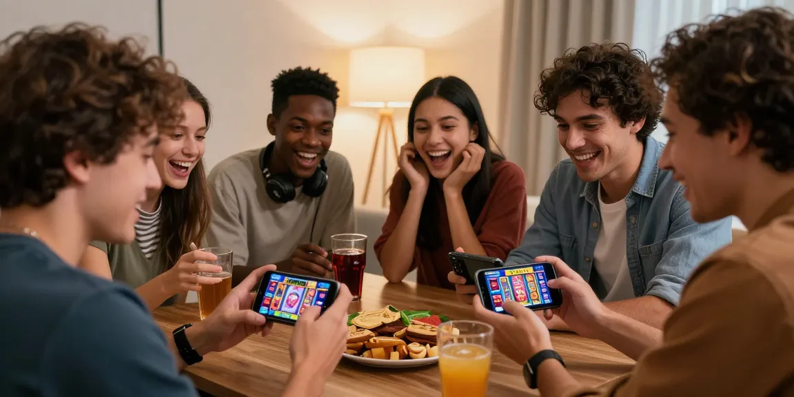 Enjoying exciting gameplay on https://slotspk.com.pk/ with friends in a lively home setting.