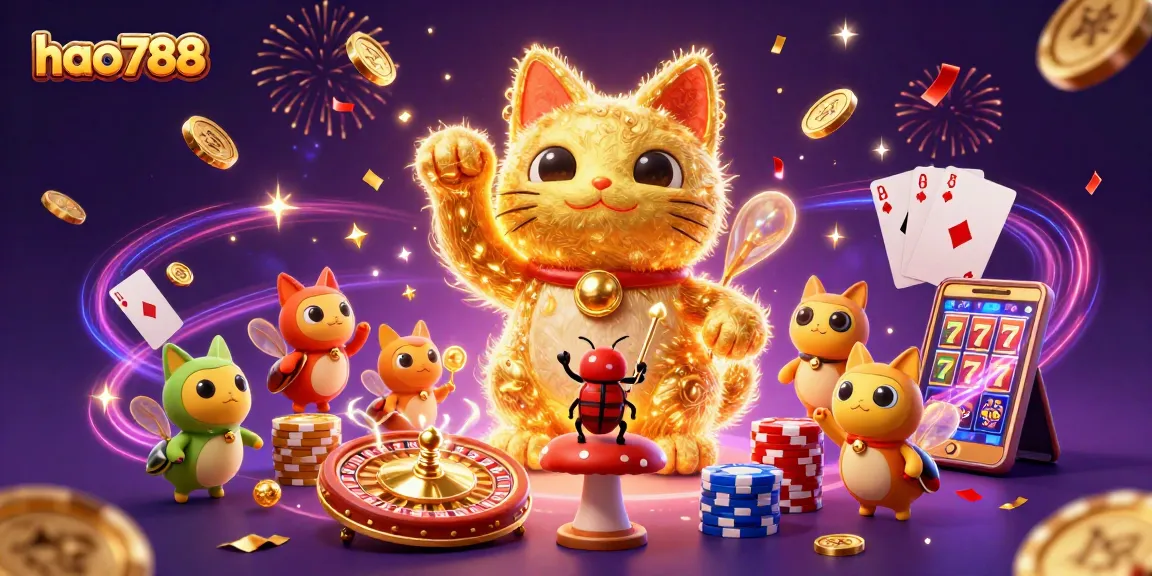 HAO788 mempersembahkan kucing keberuntungan dari cahaya kunang-kunang sambil berkelap-kelip di dunia slot yang memukau.