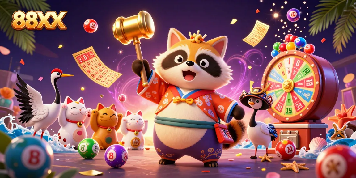 Engage with exciting entertainment at 88XX featuring cheerful characters and vibrant casino elements.