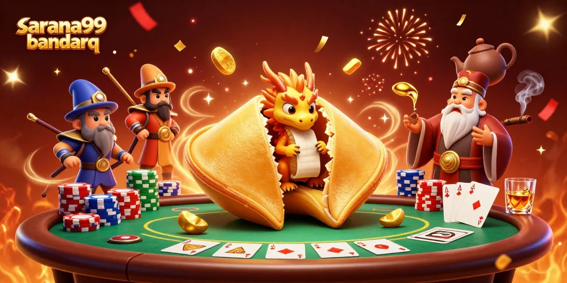 Sarana99 bandarq offers thrilling poker experiences with vibrant 3D characters in a festive casino scene.