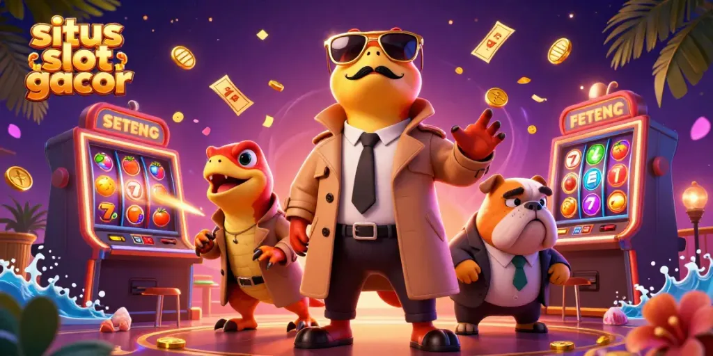 Rasakan sensasi permainan di situs slot gacor dengan tiga raptor yang memasuki lounge VIP kasino.