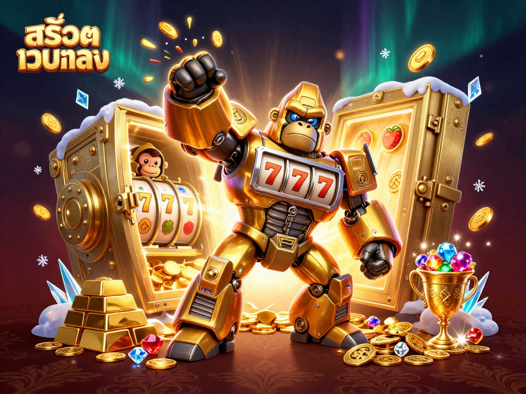Engage with สล็อตเว็บตรง in a vibrant 3D cartoon casino scene full of treasures and excitement.