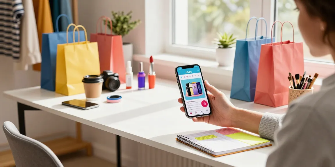 Person engaging with the KO66 app for a trendy online shopping experience, showcasing lifestyle products.