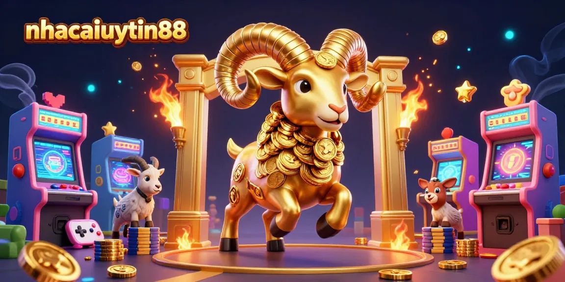 Experience thrilling gameplay with nhacaiuytin88, featuring vibrant casino elements and gold ram character.