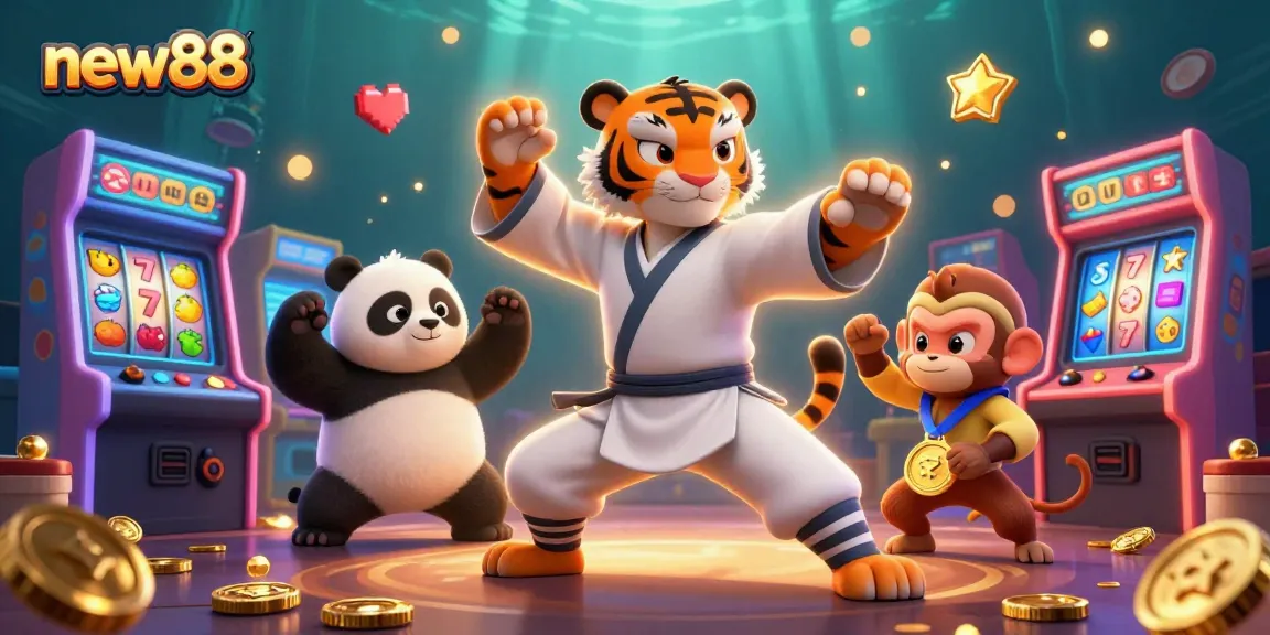 Engage with new88 gameplay featuring vibrant casino elements in a dynamic 3D scene.
