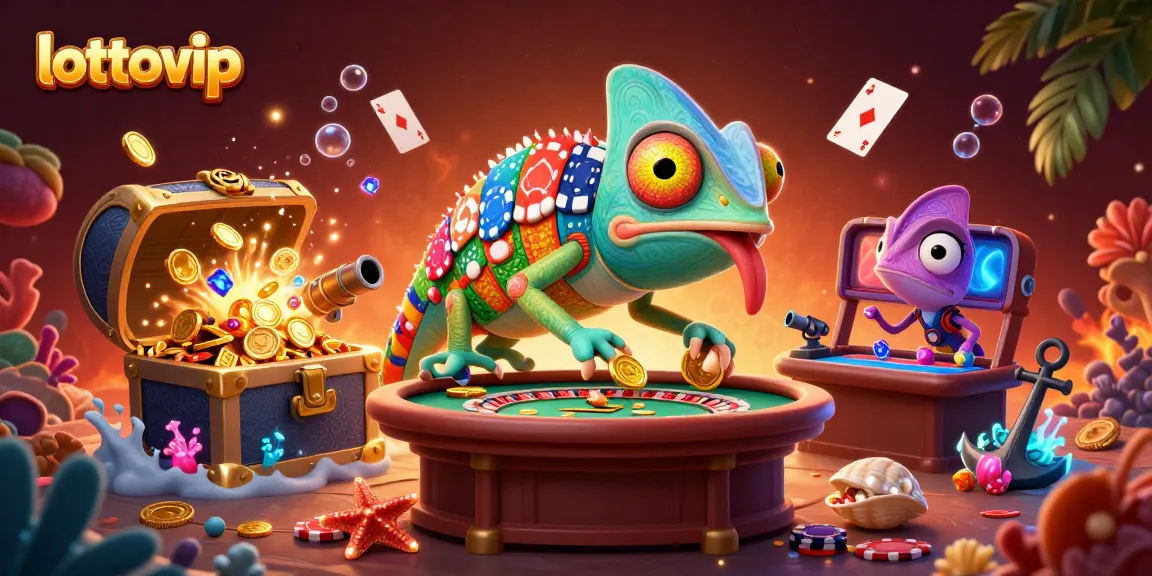 Menangkan hadiah di lottovip dengan desain ilustrasi kasino 3D yang menggambarkan kepemilikan chameleon canggih.