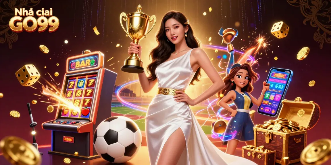 Join the excitement at Nhà cái GO99 with a victorious Asian woman celebrating her sports betting success against a vibrant casino backdrop.
