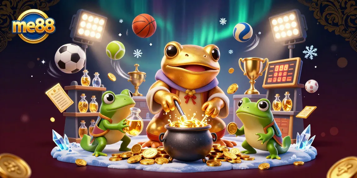 Experience me88's thrilling moments with 3D characters celebrating gaming victory amidst dynamic sports elements