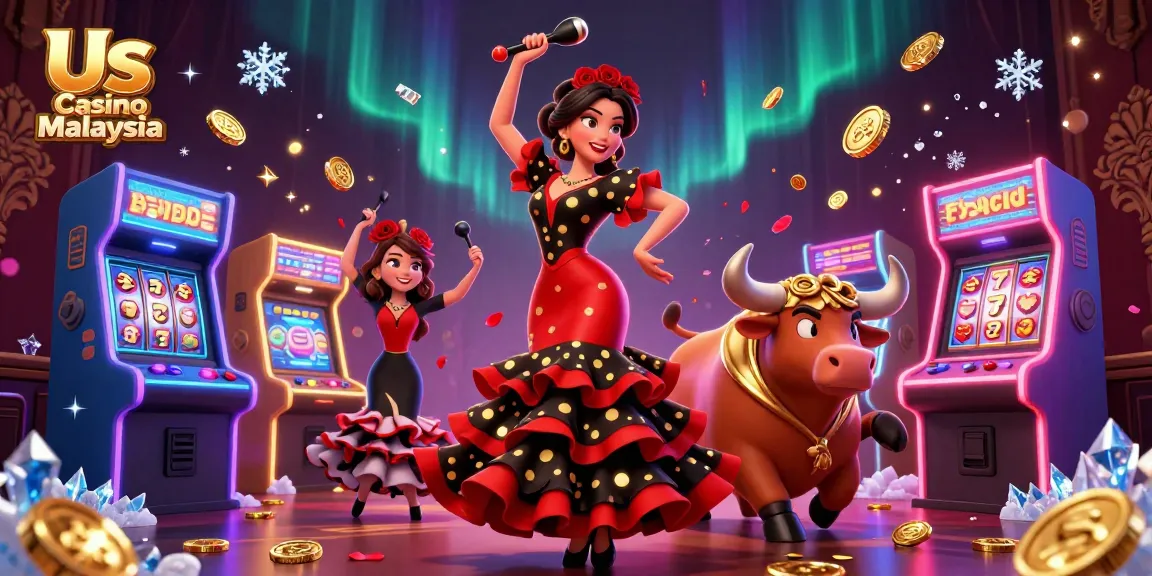 Experience thrilling action at Us Casino Malaysia with captivating casino-themed characters and game elements.